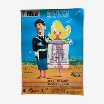 Affiche cinéma "Le Gendarme de Saint-Tropez" Louis de Funes 60x80cm 1966