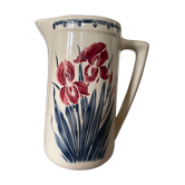 Luneville earthenware pitcher with iris decoration