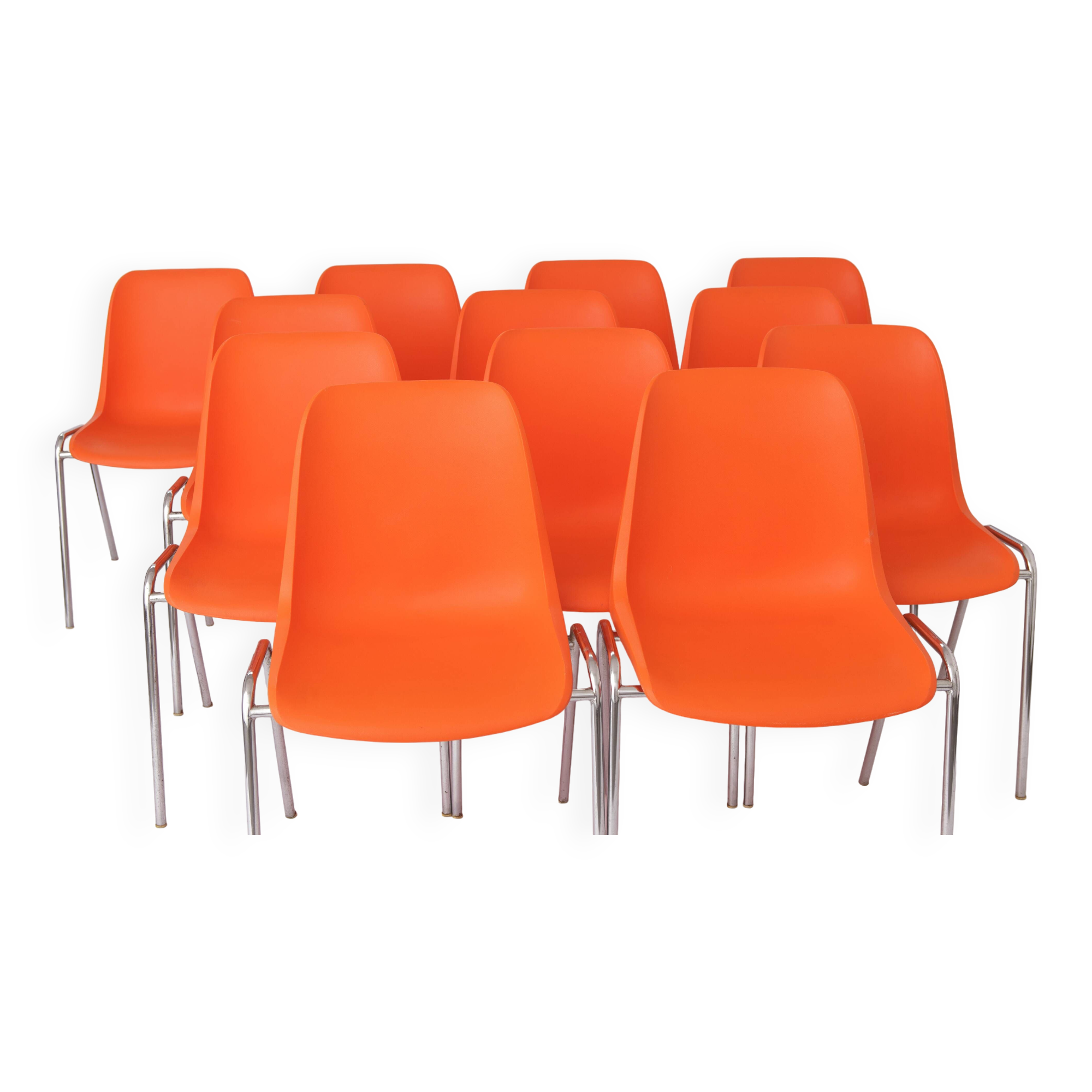 12 Stacking Chairs Vintage 1970s, Germany