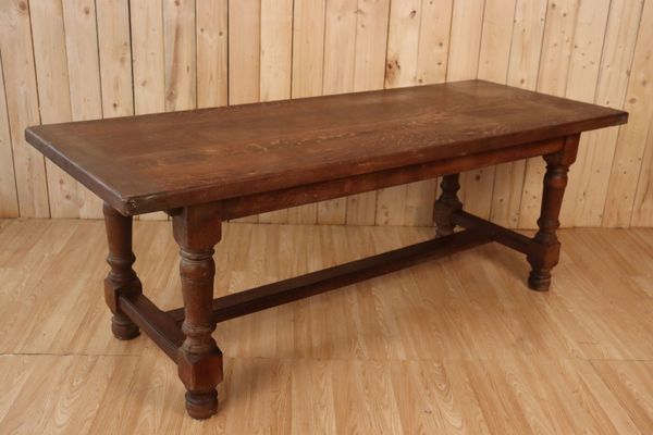 Grande table de ferme en chêne style monastère