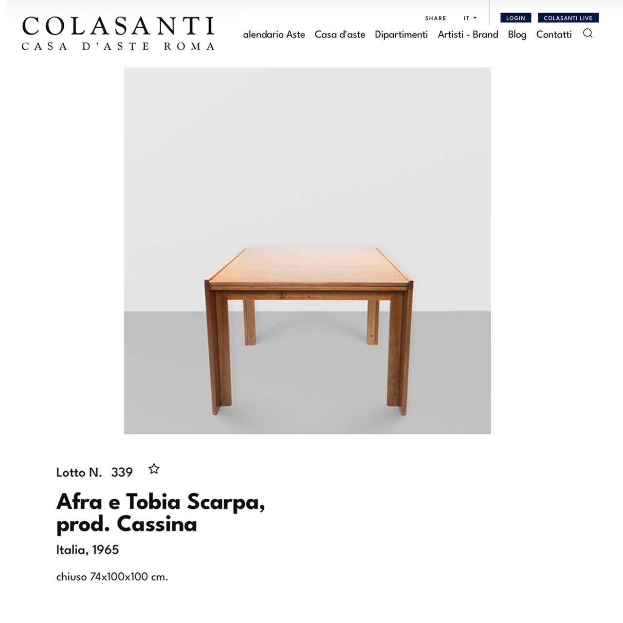 Dining table Afra & Tobia Scarpa Model 778, in solid cherry wood, Italy from the 1970s.