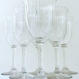 Suite of six standing glasses in colorless crystal with port, sherry or commandaria
