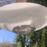 40s/50s pendant light in frosted glass and chrome