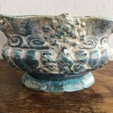Planter blue enamelled cast late XIX early XX