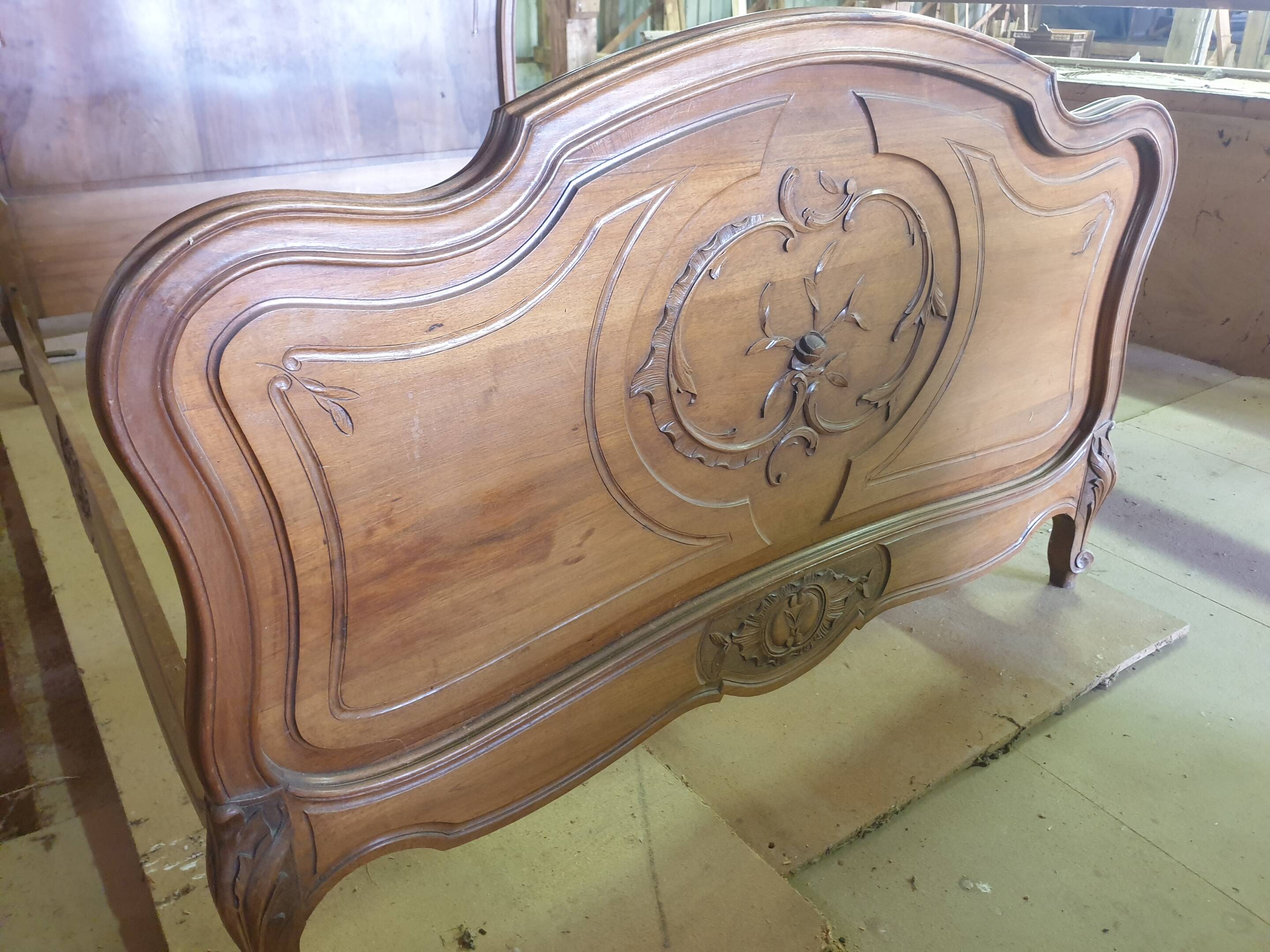 Walnut bed frame - Louis Philippe style