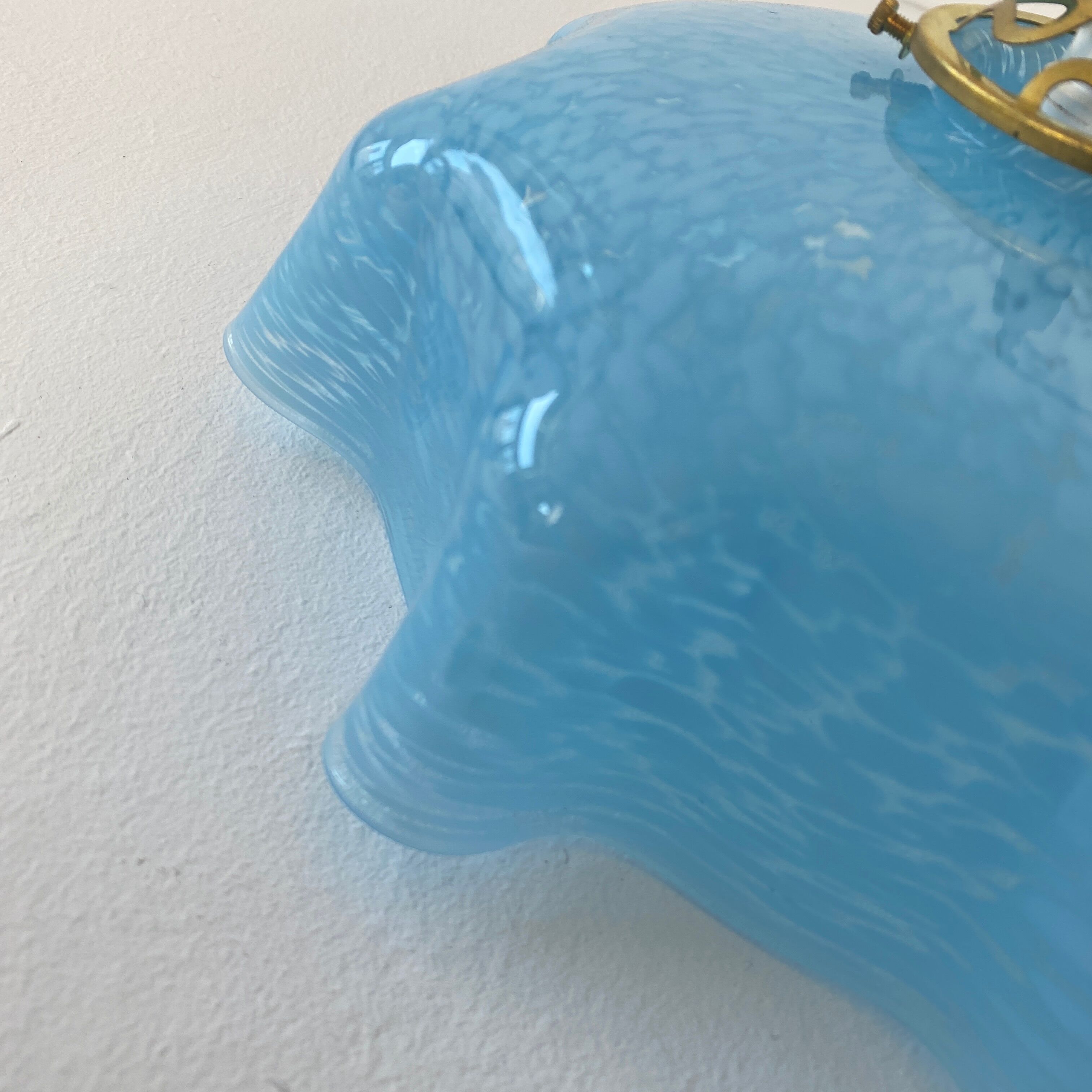 Old blue glass pendant lamp from vintage clichy