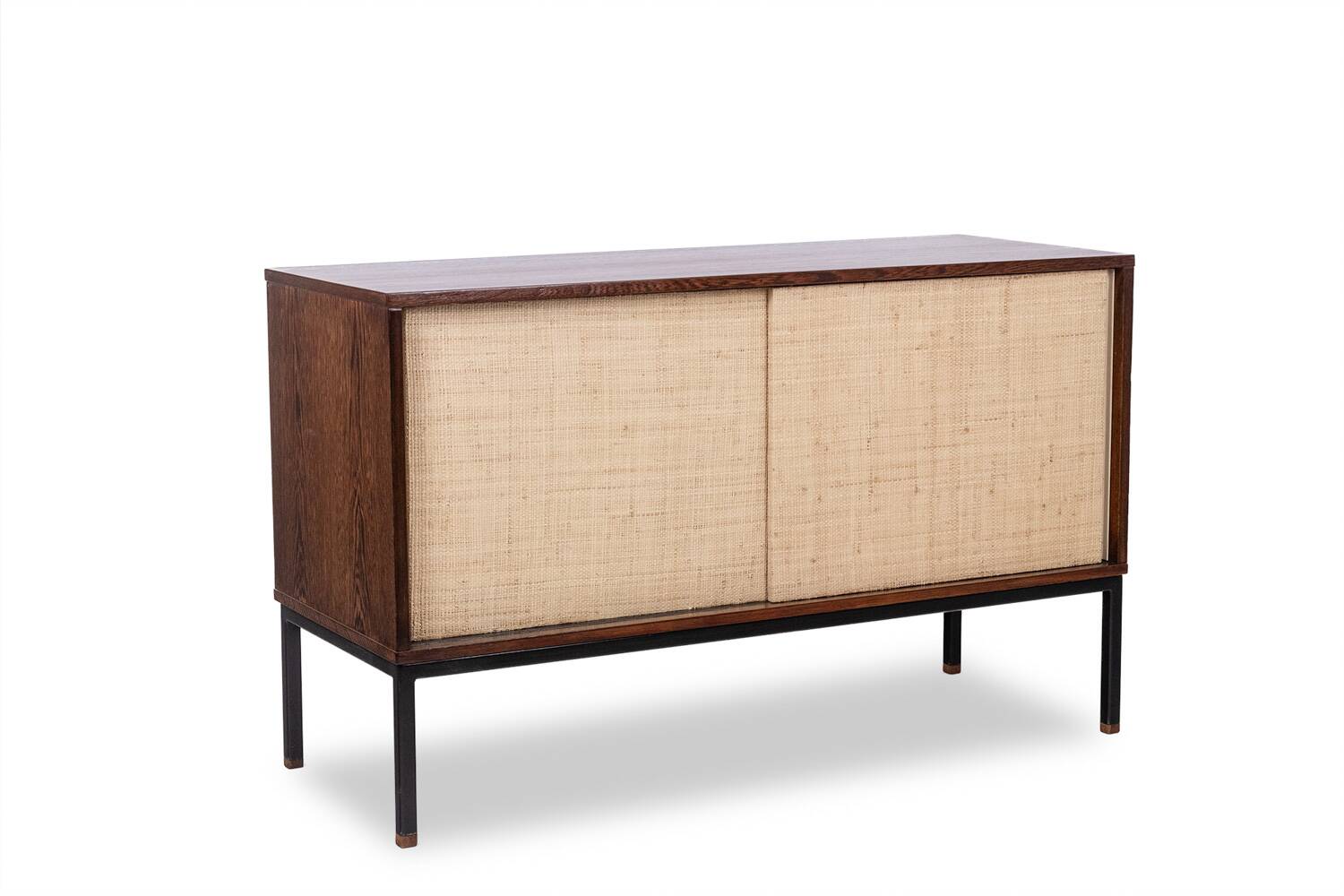 Wenge and raffia sideboard. 1970s.