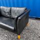 Danish vintage 2 seater black leather sofa 1970s