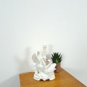Porcelain lamp swans with vintage gold details