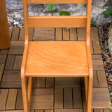 Children's wooden and formica desk and sled chairs 1970