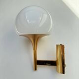 Gaetano Sciolari Vintage Brass & Opaline Glass Wall Lamp