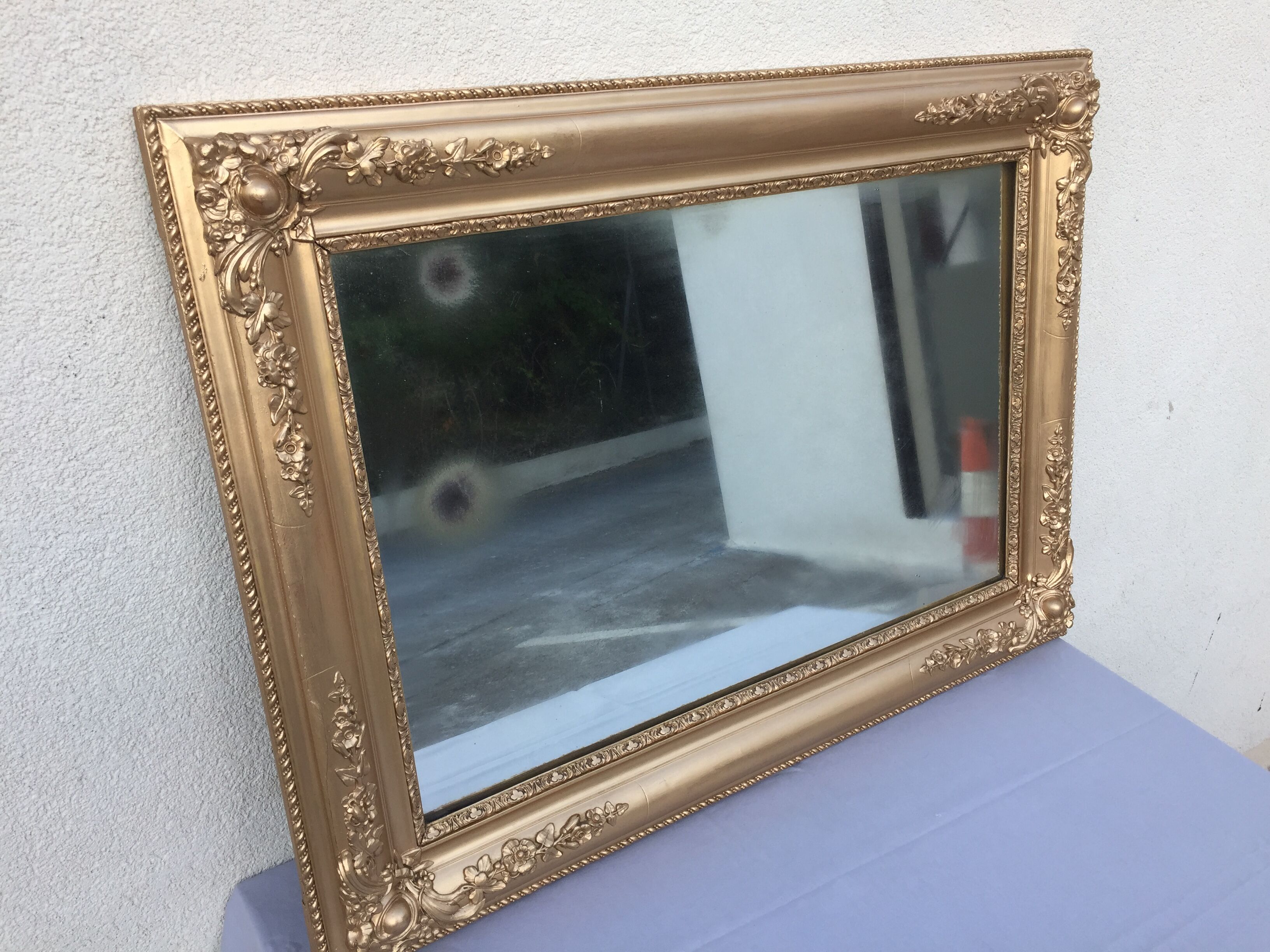 Large Mirror Baroque Wood Stucco Gilded Period XIXth Way Louis XV....