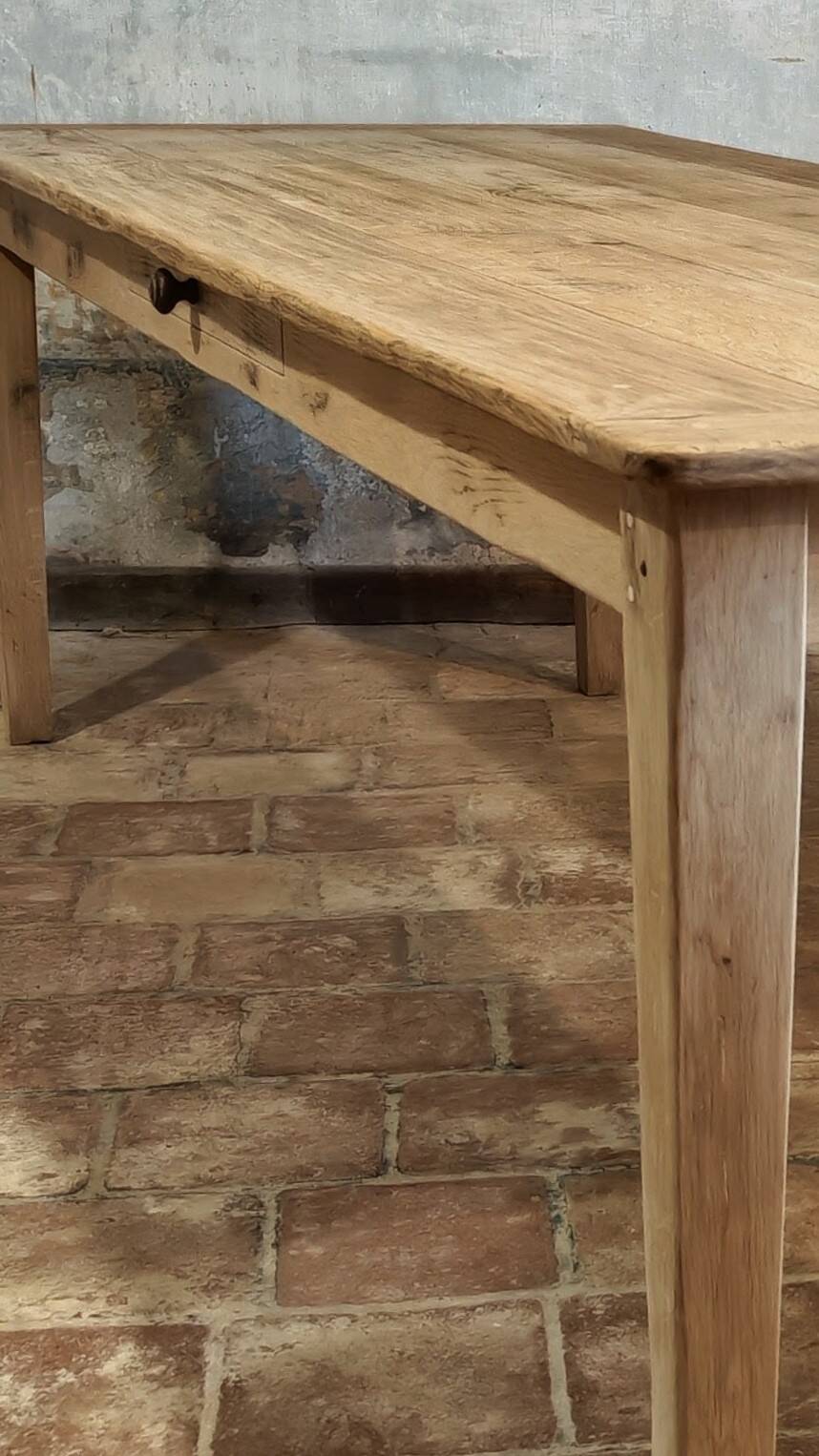 Solid oak farmhouse table "brut" 247x89, top "chocolate oak"