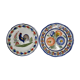 Pair of Henriot Quimper flat plates decorated with rooster and flowers