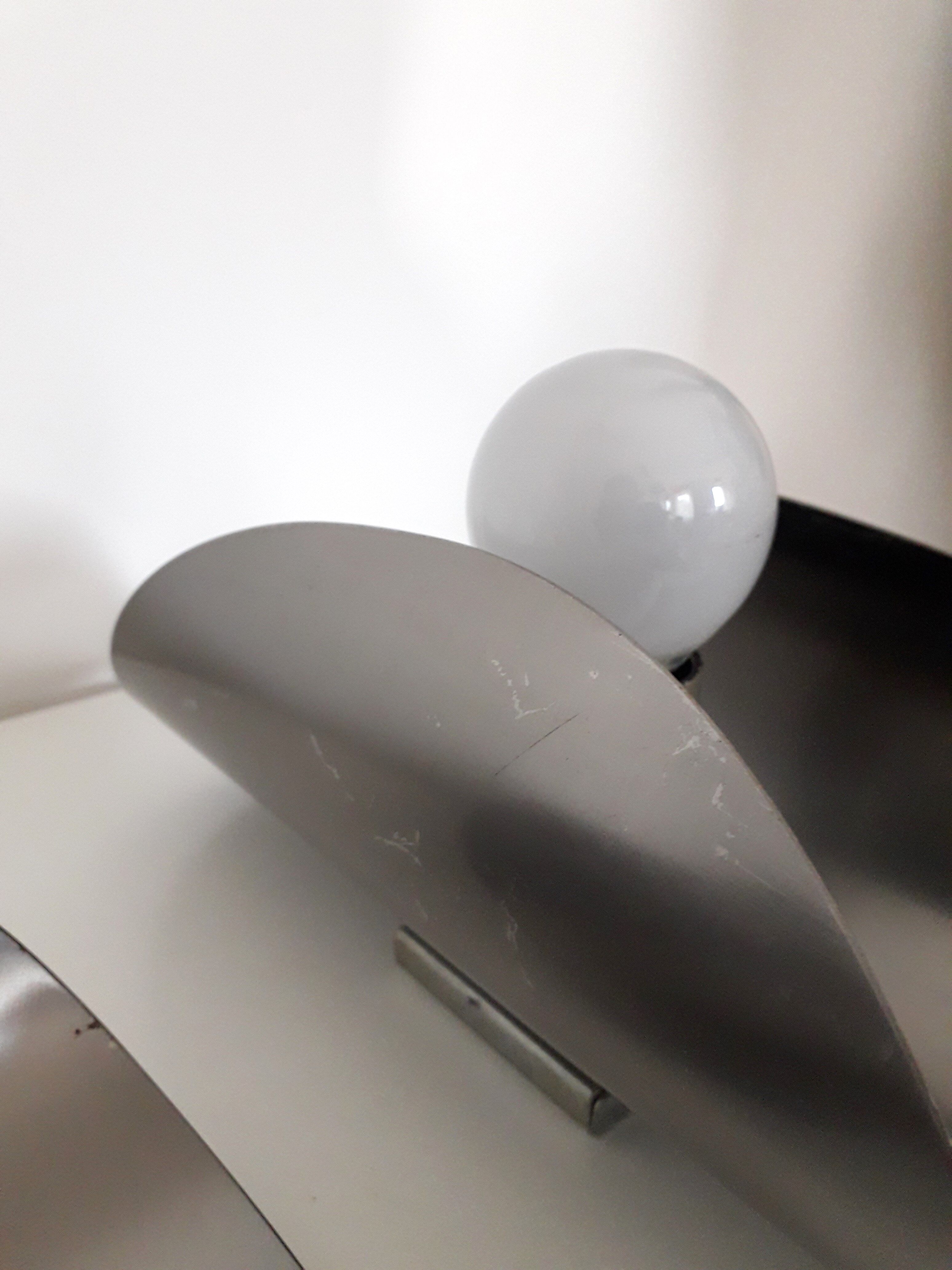 Space age wall sconces - brushed stainless steel - italian design - 1970