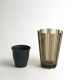 Ribbed smoked glass vase