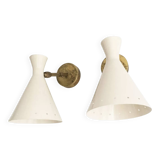 Paire d'appliques italiennes en laiton et fer laqué, 1950