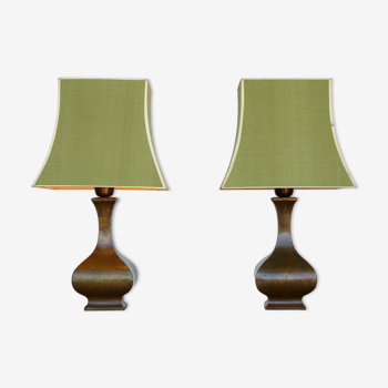 Chinoiserie brass table lamps, 1950s, set of 2
