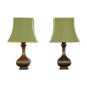 Chinoiserie brass table lamps, 1950s, set of 2