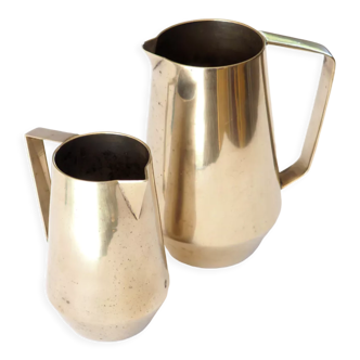 Duo of bronze pitchers