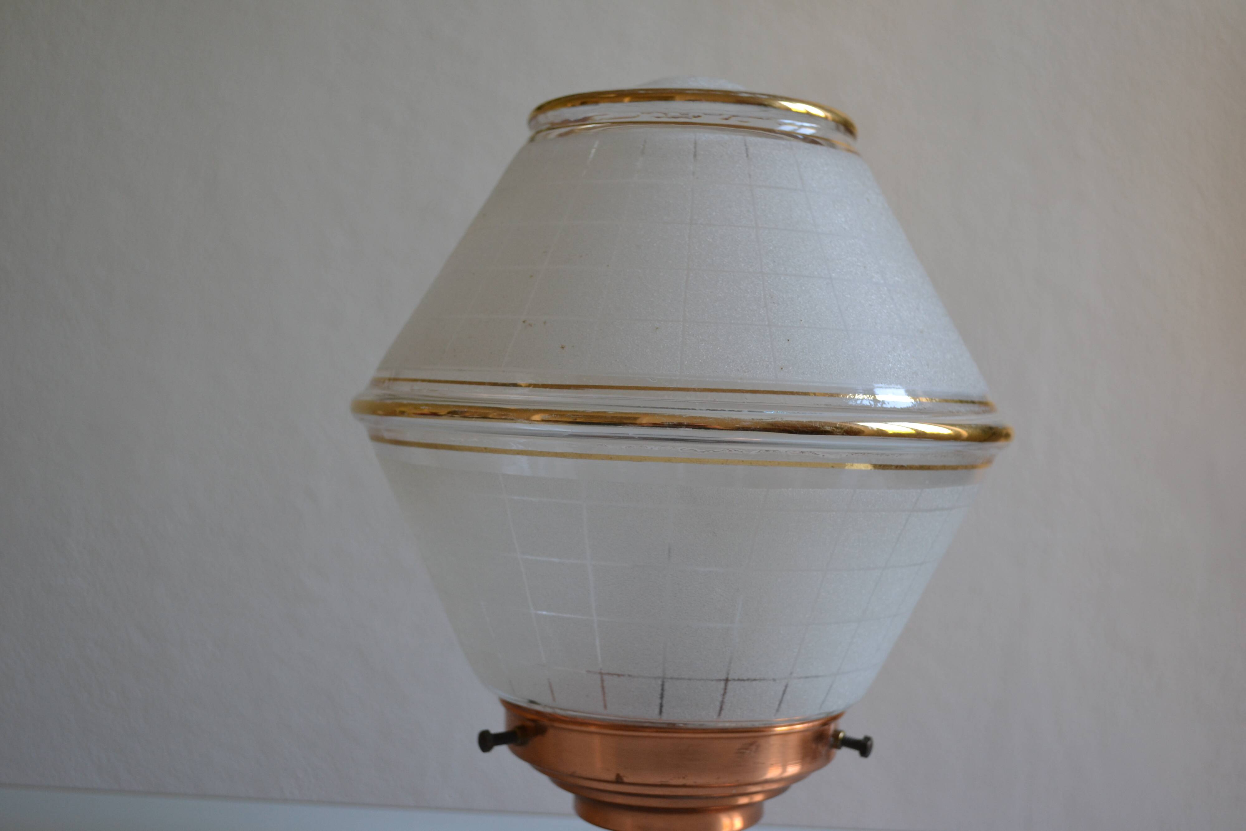 Art Deco table lamp with granite glass globe
