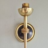 Pair of opaline and brass wall lights, 1950s