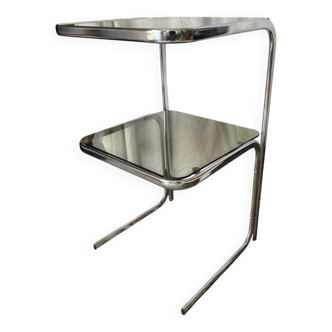 Vintage 1970s side table in smoked glass and chrome.