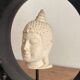 Sculpture Buddha Head in Reconstituted Stone on Khmer Thai Ring Base