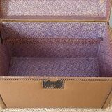 Vintage wooden and faux leather curved trunk