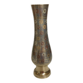 Large vase with worked brass flowers