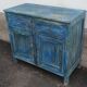 Buffet en bois bleu avec 2 tiroirs et 2 portes