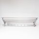 Large wall-mounted coat rack in aluminium with shelf, c. 1980 (100 cm)