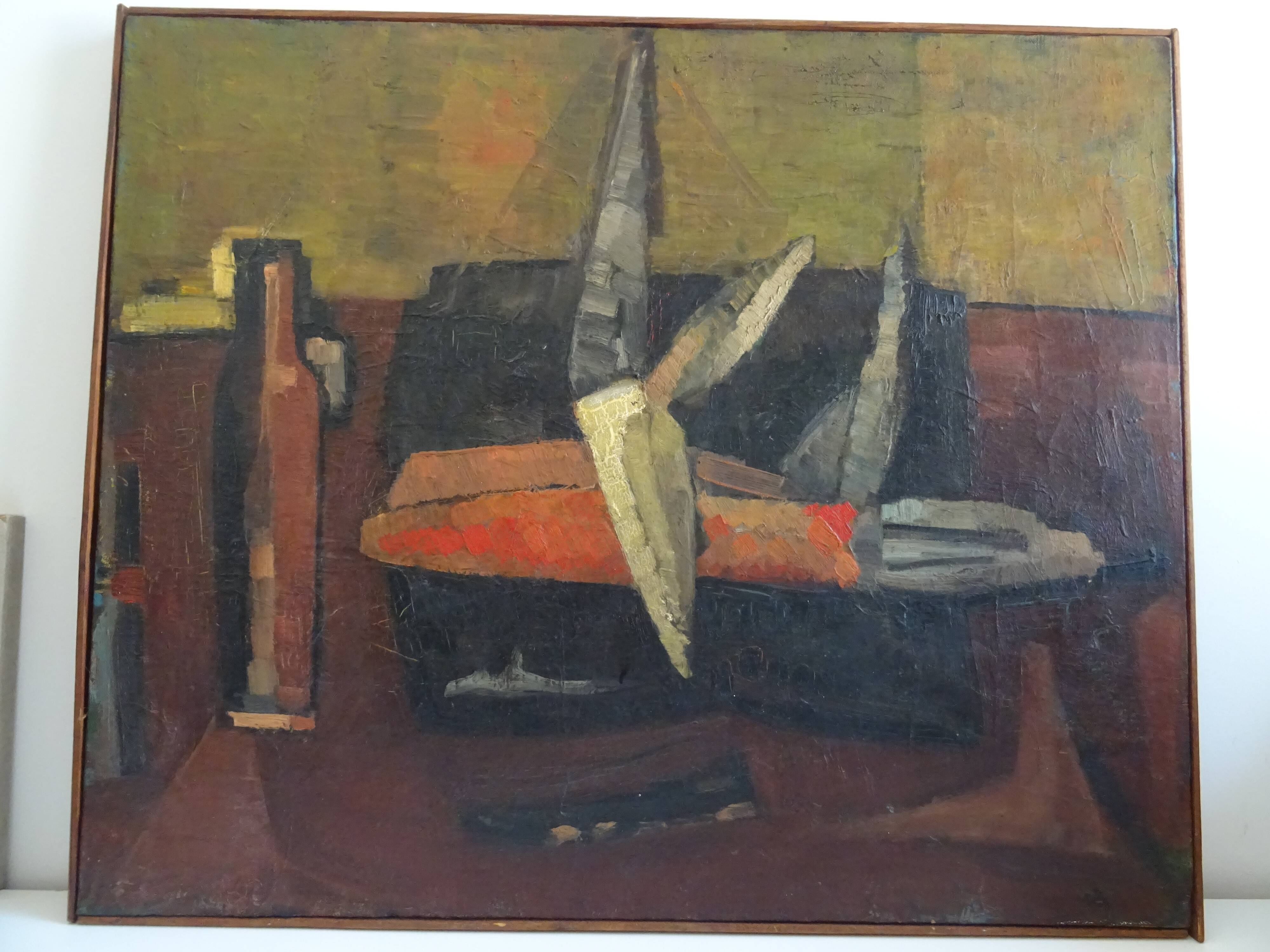 Cubist painting still life oil on canvas Thérèse Martin