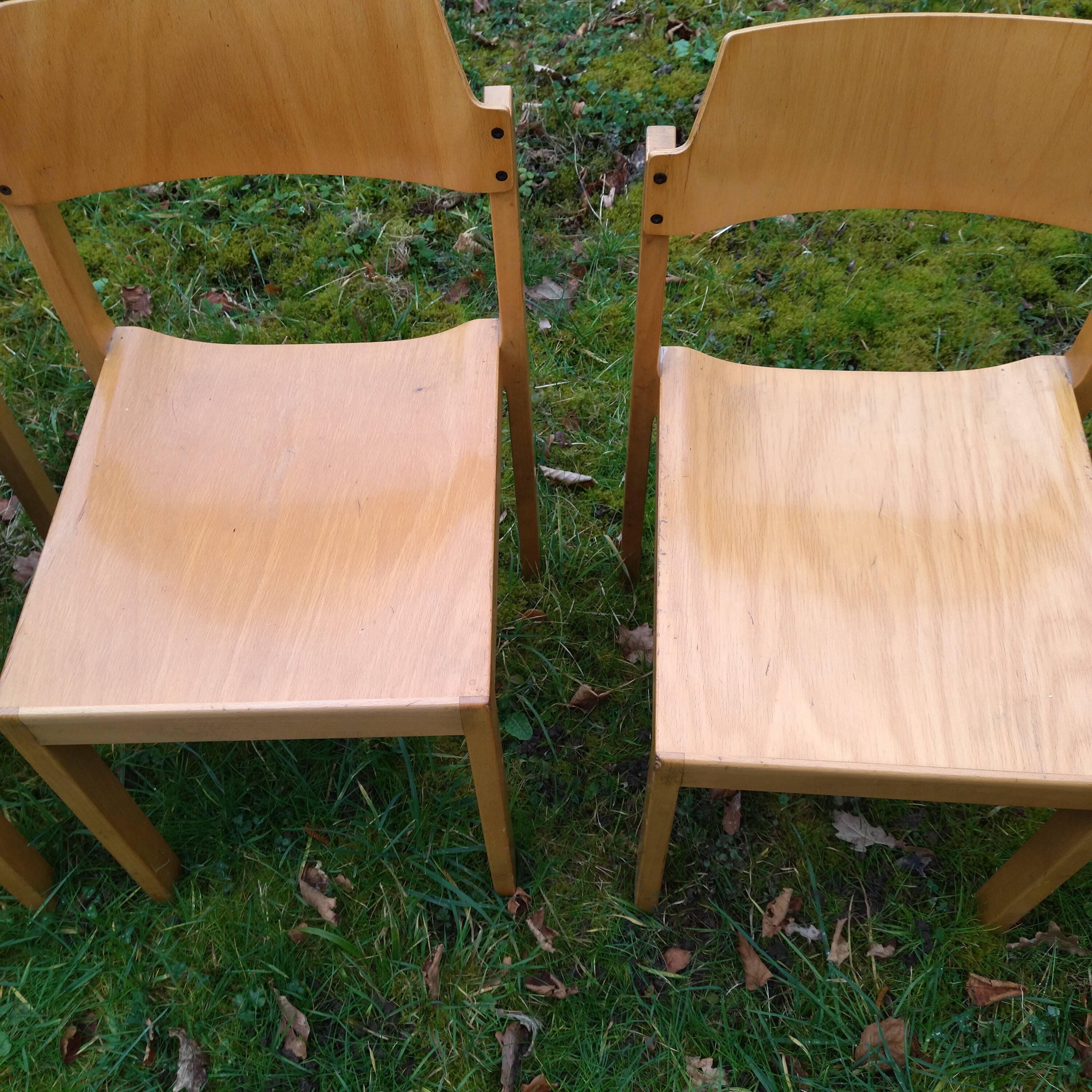 6 stackable chairs 80s schlapp mobel made in France