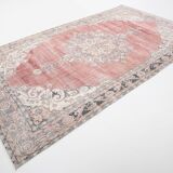 7x12 Vintage Dusty Rose Mid Century Moderin Turkish Vintage Rug,201x351 Cm
