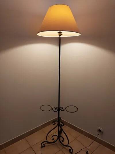 Wrought iron floor lamp with plant holder from the 50s/60s