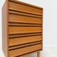 1960s vintage mid-century oak tallboy chest of drawers