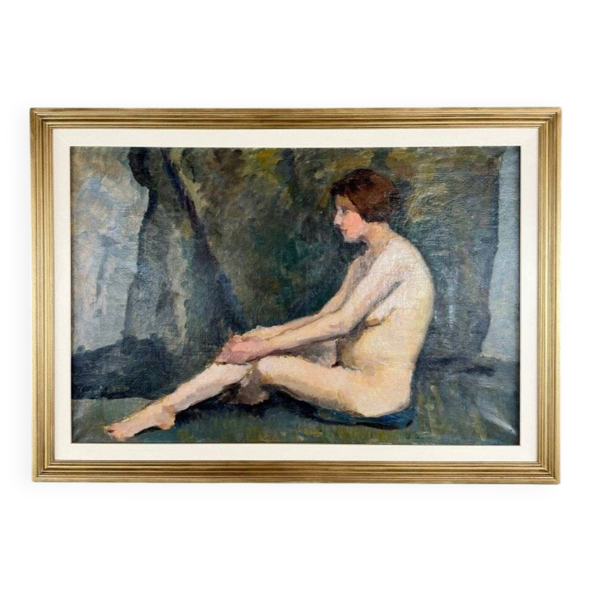 Oil Painting on Canvas Seated Nude, French School, Early 20th Century