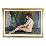 Oil Painting on Canvas Seated Nude, French School, Early 20th Century