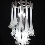 Great Design Murano Glass White Chandelier “Calle” by Venini, 1970
