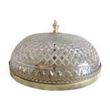Round ceiling lamp in structured glass art deco style 30s-40s