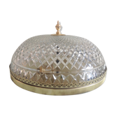 Plafonnier rond en verre structuré style art déco années 30-40