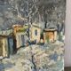 Snowy village, knife oil, signed
