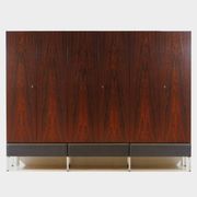 Large vintage mid century modern 6-door wardrobe in rosewood & ash, 1960s