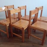 Serie de 6 chaises en pin 1980
