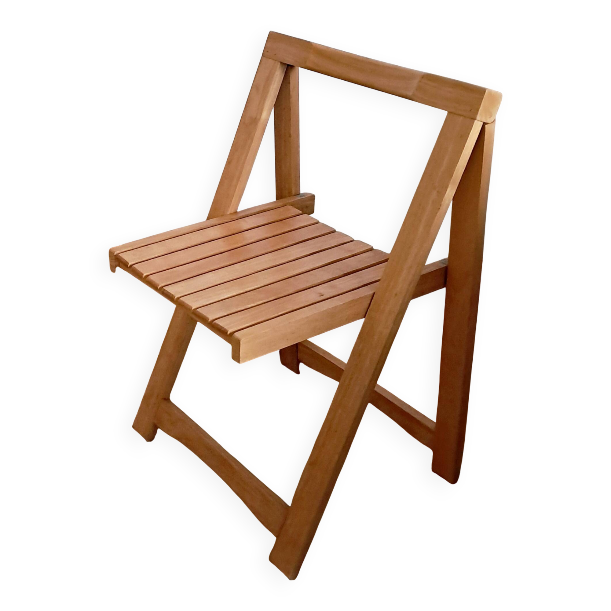 Wooden folding chair in the style of Aldo Jacober