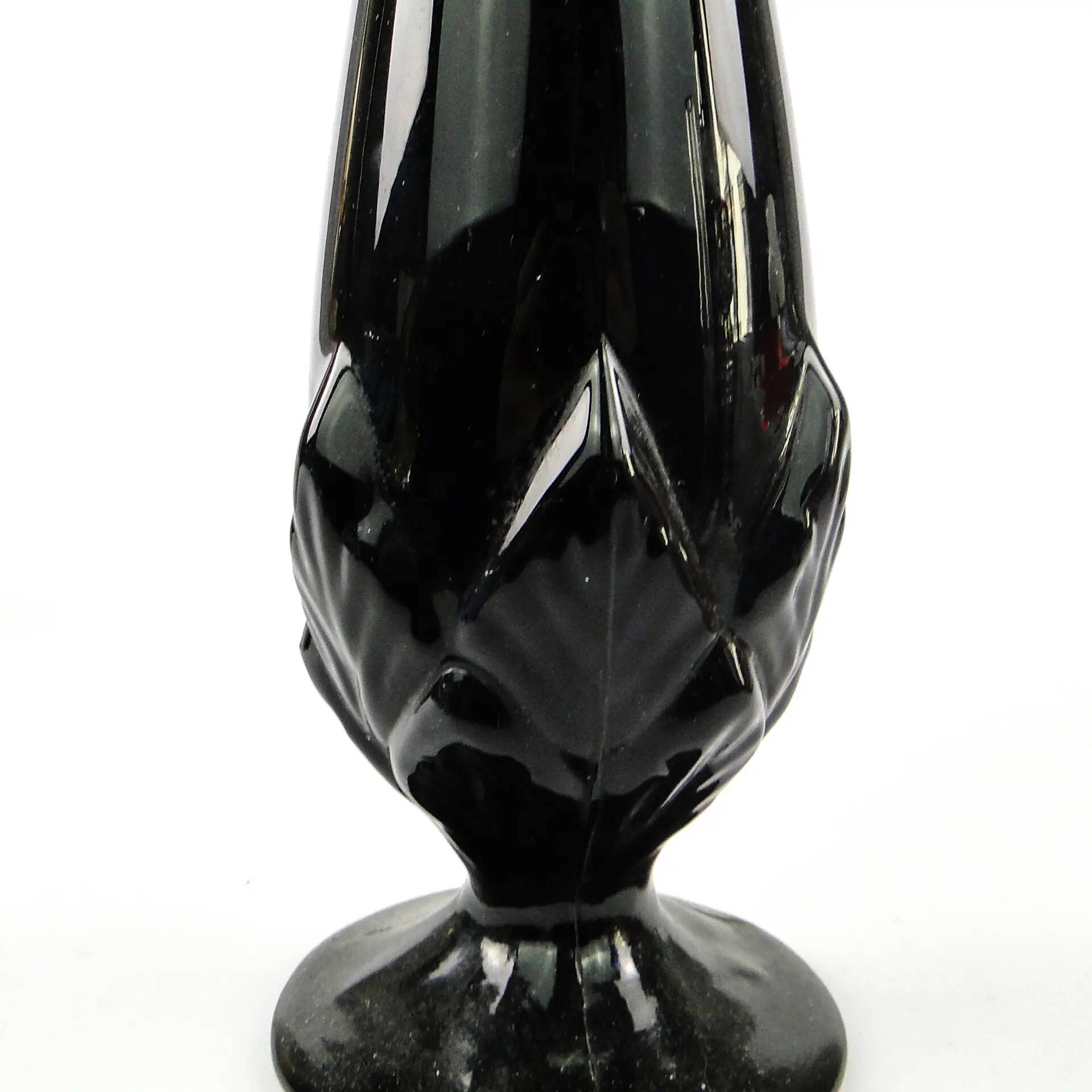 Art Deco vase, black glass, Ząbkowice, Poland, 1970s