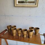Set of 8 flared glasses in brown sandstone
