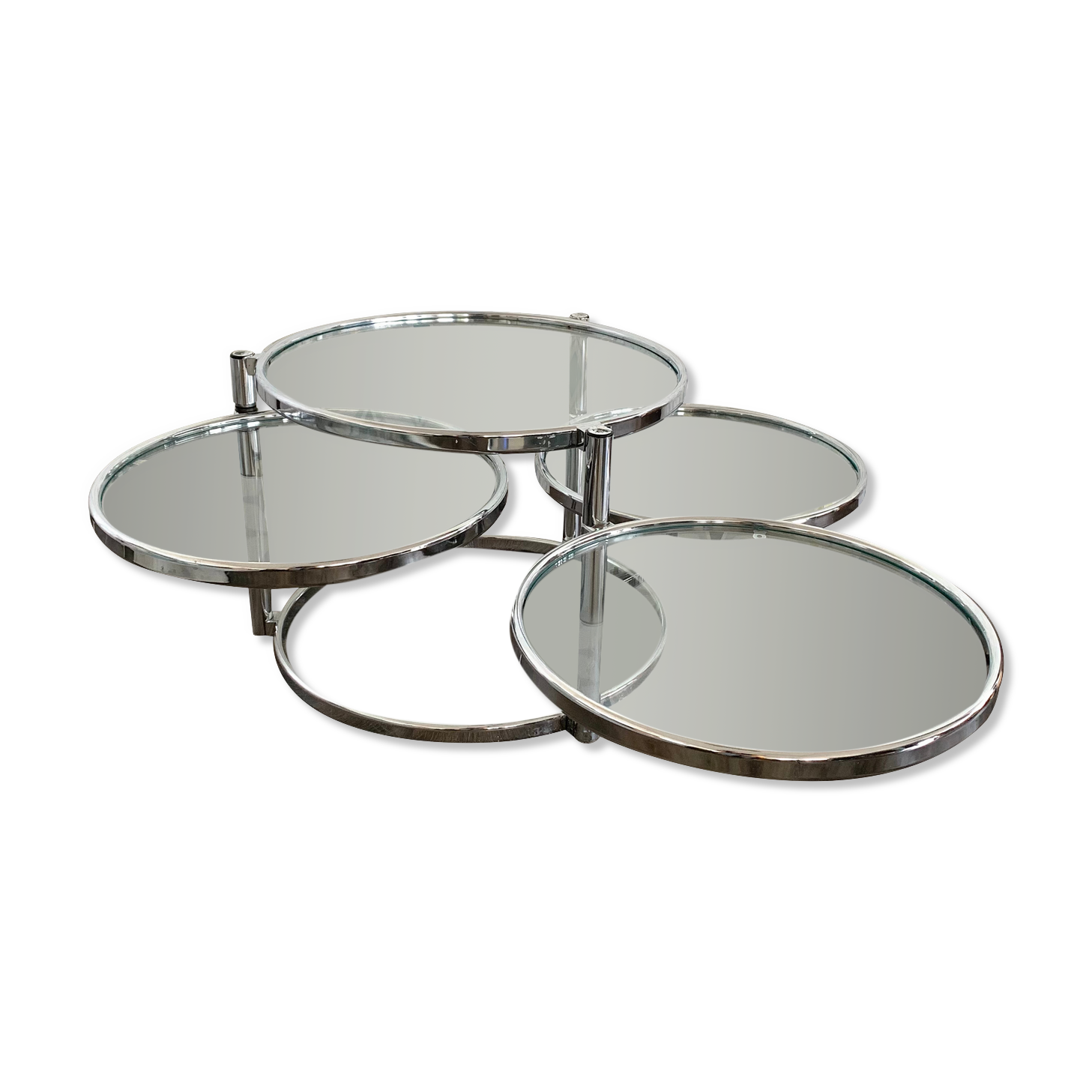 Coffee table vintage glass and chrome