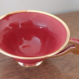 Tasses à thé, café et sucrier en porcelaine rouge et or